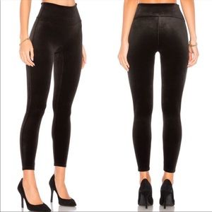 SPANX velvet leggings in black.